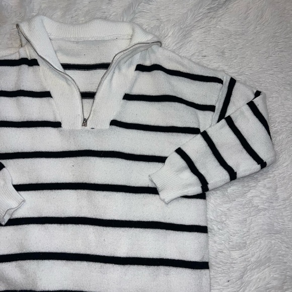 Women’s White and Black Striped Sweater Dress size XL - Picture 1 of 4